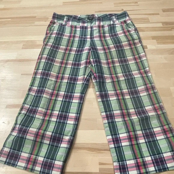 J Crew Plaid Pants - Green, Pink, and Blue - Picture 2 of 7